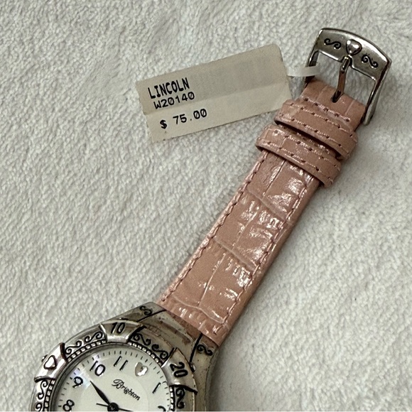 Brighton Lincoln watch(W20140) silver with pink crocodile-embossed leather strap - Picture 3 of 5
